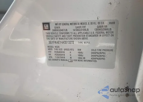 2010 Cadillac Srx Luxury Collection z USA, uszkodzony, nr VIN 3GYFNAEY4AS513272